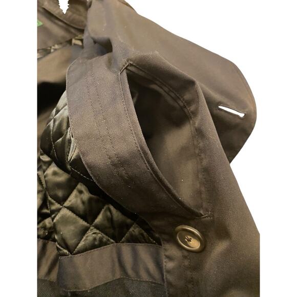 Ralph Lauren Double Breasted Trench Coat Black Removable Lining Quilted 44R VTG - Picture 14 of 16